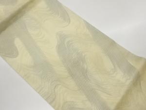 紗 変わり波模様織出し開き名古屋帯（額縁仕立て）